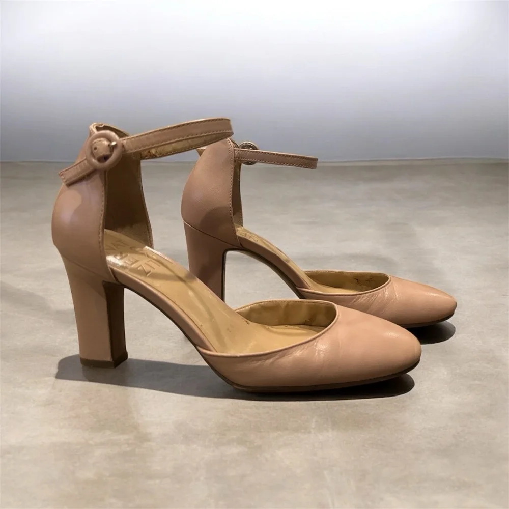 Naturalizer Women’s‎ Nude Ankle-Strap Block Heels Size 5 - Picture 3 of 11